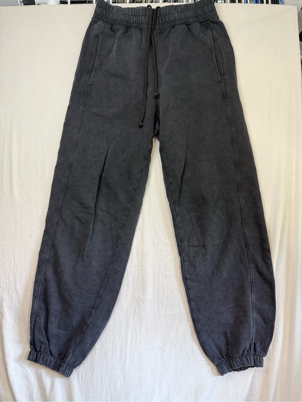 Bershka 100% Cotton Charcoal Drawstring Jogger Sweatpants with Pockets XS